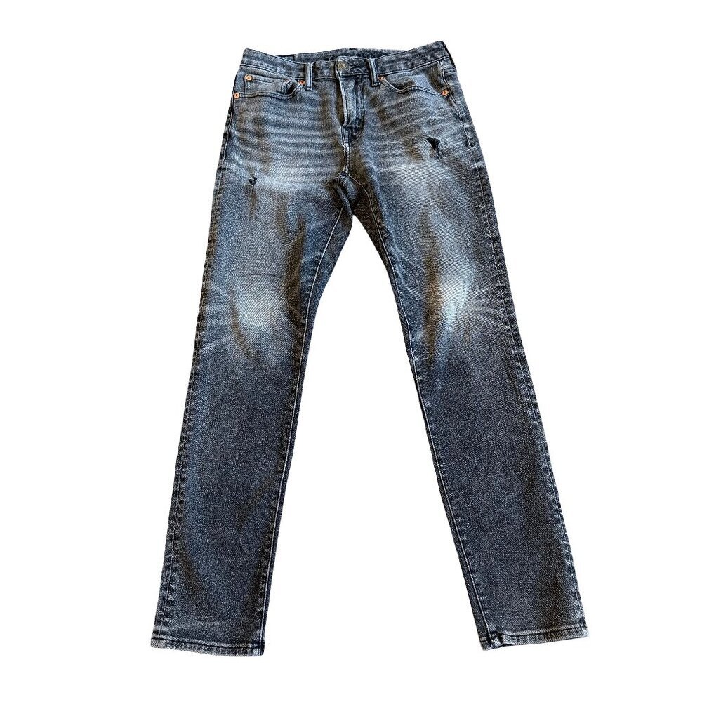 American Eagle Airflex 360 Black Skinny Jeans Stretch Denim Distressed Size 28